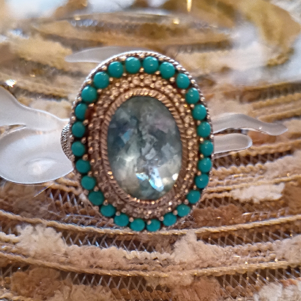 Judith Ripka Silver Ring with Turquoise Accents